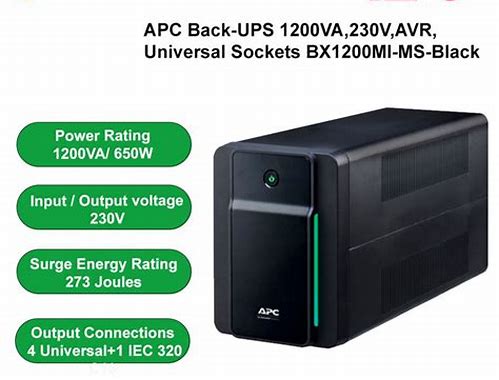 APC BACK-UPS 1200VA, 230V, AVR, UNIVERSAL SOCKETS