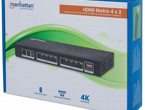 MATRIZ HDMI 4K, DE 4 FUENTES A 2 PANTALLAS