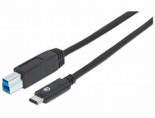 USB 3.1 GEN1 CABLE - TYPE-C MALE / TYPE-B MALE, 1 M (3 FT.), 3A, BLUE