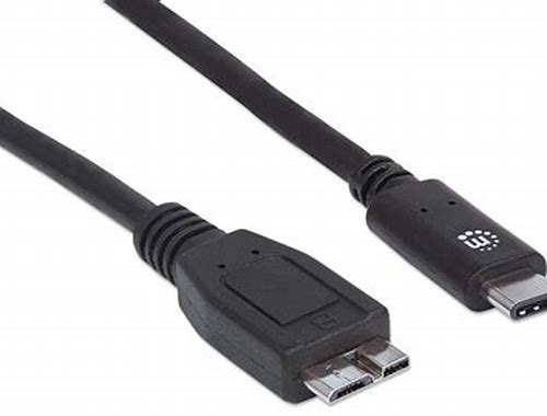 USB 3.1 GEN1 CABLE - USB TYPE-C MALE / MICRO-B MALE, 3A, 1 M (3 FT.), BLUE